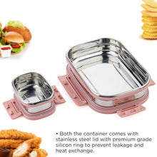 Stainless Steel Leak Proof Air Tight Lunch Boxes (900ML+200ML Approx / 2 Pc Set) - justgrabit.in | Just Grab It