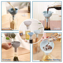 3 in 1 Kitchen Funnel Set of 3, Funnel for Filling Bottle, Small Canning Funnel with Handle, Food Grade Plastic Funnel with Detachable Strainer Filter for Liquid, Dry Ingredients, and Powder - Justgrabit Inc.