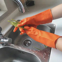 Multipurpose Rubber Reusable Cleaning Gloves, Reusable Rubber Hand Gloves I Latex Safety Gloves I for Washing I Cleaning Kitchen I Gardening I Sanitation I Wet and Dry Use Orange Gloves (1 Pair 40 Gm) - Justgrabit Inc.