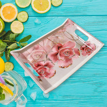 Plastic Rectangular Shape Flower Printed Design Serving Tray 3 pcs Home and Kitchen Use (3 pcs set) - Justgrabit Inc.
