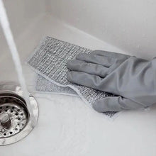 Double - Sided Microfiber Cloth & Stainless Steel Scrubber – Non - Scratch Wire (1 Pc, 20x20 cm) - Justgrabit Inc.