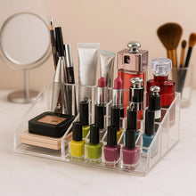 16 Compartment Cosmetic Makeup Jewellery Lipstick Storage Organiser Box, Cosmetic Storage Box Make - up Lipstick Organizer / Lipstick Holder Case Transparent - Justgrabit Inc.