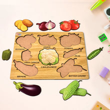 Wooden Vegetable Puzzle Learning Educational Board (1 Set / 28×20 Cm) - justgrabit.in | Just Grab It