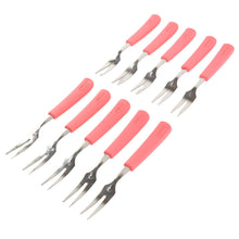 Premium Stainless Steel Fruit Fork Set – 10 Pieces with Soft Non - Slip Handle - justgrabit.in | Just Grab It