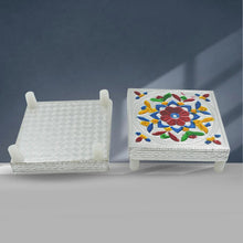 1 Pc Meenakari Wooden Chowki & Bajot Set: For Home & Office Puja (Multicolor) - justgrabit.in | Just Grab It