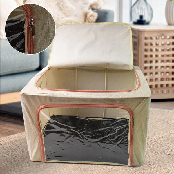 Zippered Closet Storage Box with Lid, With Window (Mix Design & Size / 1 Pc) - Justgrabit Inc.
