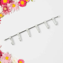 Stainless Steel Utensil Hanger Rail Nail Free Wall Mount with 2 Magic Stickers & 6 Plastic Hooks For Kitchen - Justgrabit Inc.