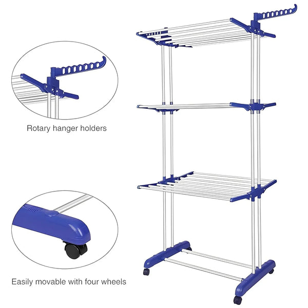 Foldable Stainless Steel Clothes Drying Stand Rack - Justgrabit Inc.