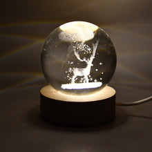 Crystal Ball Night Light Glass Ball Night Lamp with Wood Base - justgrabit.in | Just Grab It