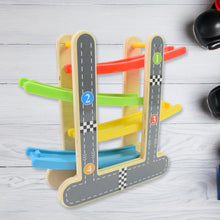 Car Racer Track Play set Wooden Click Clack Toys With 4 Mini Racers (1 Set) - justgrabit.in | Just Grab It
