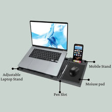 Laptop Stand Suitable Portable Foldable Compatible with MacBook Notebook Tablet Tray Desk Table Book with Free Phone Stand - justgrabit.in | Just Grab It
