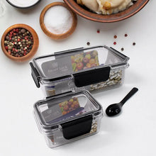 Plastic Kitchen Storage Container Big 800 ML & Small 250 ML with Air Seal Lock Lid & Spoon - Justgrabit Inc.