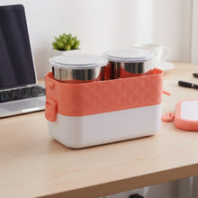 Electric Heated Lunch Box with Stainless Steel Inner Containers (1 Set) - justgrabit.in | Just Grab It