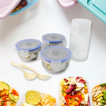 Compact Stainless Steel Airtight Lunch Box Set - 4 pcs (3 Leakproof Containers and 1 Bottle) - Justgrabit Inc.