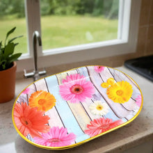 Plastic Flower Printed Design Serving Tray (3 Pcs Set / Mix Color) - justgrabit.in | Just Grab It