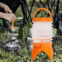 Plastic Collapsible Beverages Container with Tap Cold Drink Dispenser Folding Water Storage Water Jug Tank for Home and Outdoor Party Traveling Picnic (3.5 Litter/ Multicolor) - Justgrabit Inc.
