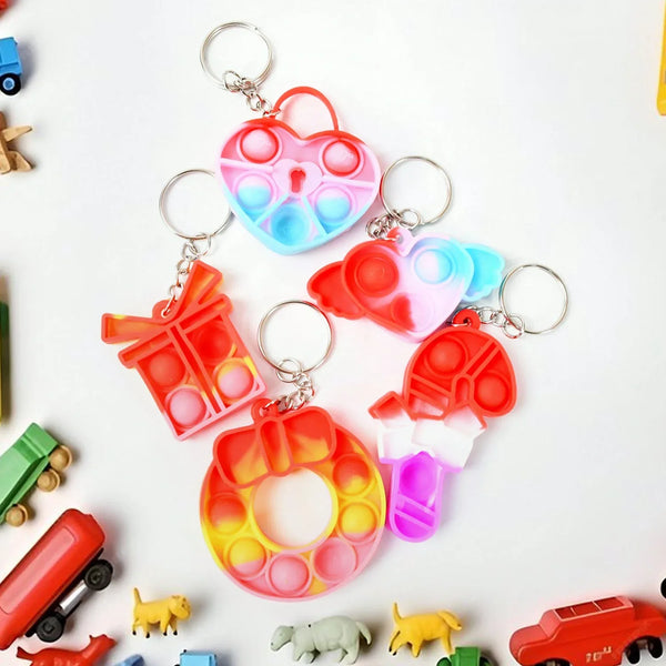 Compact Pop It Keychain – Fun Stress Relief Fidget Toy (1 Pc | Mix Design) - Justgrabit Inc.