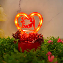 Romantic Heart - Shaped Love Couple Decorative Showpiece with Rose Base (1 Pc) - Justgrabit Inc.