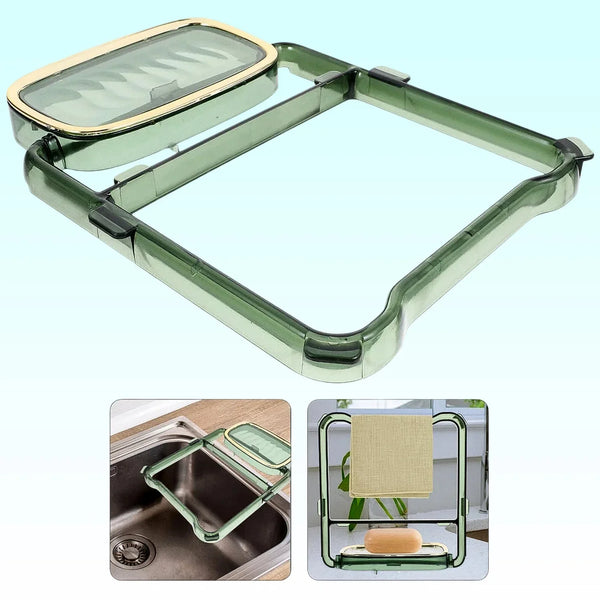 2 - in - 1 Self - Adhesive Towel Hanger & Soap Holder Stand (1 Pc) - Justgrabit Inc.