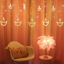 12 Diya Curtain String Lights, Window Curtain Lights with 8 Flashing Modes Decoration Light (White Color) - justgrabit.in | Just Grab It