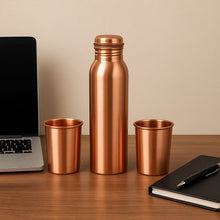 Copper Water Bottle 2 Glasses with Gift Box (3 Pcs Set) - justgrabit.in | Just Grab It