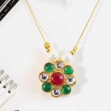 Elegant Traditional Multicolor Stone & Pearl Pendant Chain (1 Pc) - justgrabit.in | Just Grab It