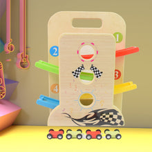 Wooden Ramp Racer Race Track Vehicle Play sets With 4 Mini Racers (with Handle) - justgrabit.in | Just Grab It