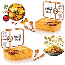 Bite Buddy 4 - Compartment Leak - Resistant Plastic Lunch Box with Spoon & Fork - justgrabit.in | Just Grab It