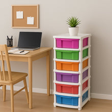 6 - Layer Multi - Colored Plastic Storage Drawer Cabinet - justgrabit.in | Just Grab It