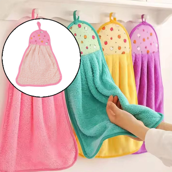 Soft Hanging Hand Towel with Self Adhesive Wall Hook Combo - justgrabit.in | Just Grab It