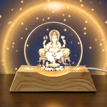 3D Lord Ganesha Acrylic LED Night Lamp (1 Pc) - justgrabit.in | Just Grab It