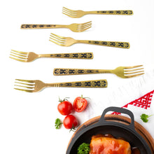 Stainless Steel Premium Fork Traditional Design Tablewar (6 Pcs Set / Golden) - justgrabit.in | Just Grab It