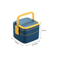 Blue Double - Layer Portable Bento Lunch Box – Stackable with Handle & Spoon - Justgrabit Inc.
