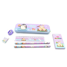 Stationery Kit for Kids - Metal Pencil Box, Sharpener, Pencil & Eraser (12 Pc Set) - justgrabit.in | Just Grab It