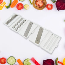 Vegetable Slicer Cutter - 6 Blades Kitchen Accessories, Tools & Appliances with Container & Handle (1 Set) - justgrabit.in | Just Grab It