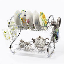 Stainless Steel 2 Layer Kitchen Dish Rack / Plate Cutlery Stand - Justgrabit Inc.