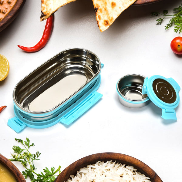Ganesh Stainless Steel Lunch Box & Container Set of 2 - justgrabit.in | Just Grab It
