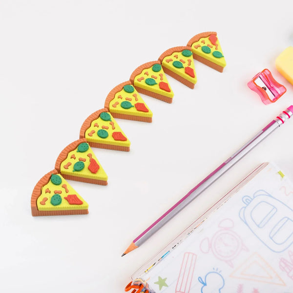 3D Pizza Slices Eraser Set – Fancy & Colorful Stationery for Kids & Gifts (7 slice) - Justgrabit Inc.
