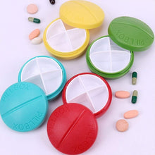 Portable Round Shape 4 Compartments Pill Box (1 Pc / With Brown Box) - justgrabit.in | Just Grab It