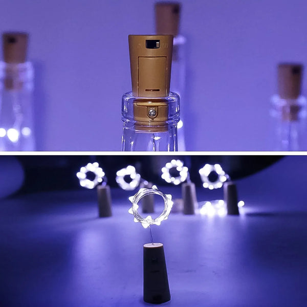 Wine Bottle Cork String Light | Multi LED / 2M Cable Length Copper Wire Battery Operated (White / 1 Pc) - Justgrabit Inc.