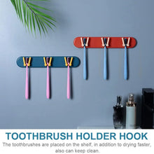 Toothbrush Holder Plastic Bathroom Accessories Organizer Wall Mounted Hanging Mount Shelf & Hooks (1pc) - justgrabit.in | Just Grab It