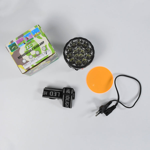 Head Lamp 15 Led Long Range Rechargeable Lamp Use For Camping, Hiking - justgrabit.in | Just Grab It