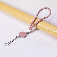 Flower Shape metal alloy pendant Nylon Braided leather hand strap lanyard phone (1 Pc / Multicolor) - justgrabit.in | Just Grab It