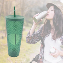 Cup with Straw & LED Lighting Reusable Matte Studded Tumbler with Leak Proof Lid Water Cup Travel Mug Coffee Ice Water Bottle Double Walled Insulated Tumbler BPA Free (1 Pc) - Justgrabit Inc.