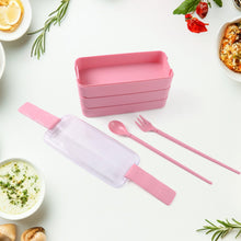 Eco - Friendly 3 - Layer Stackable Lunch Box Set with Cutlery - justgrabit.in | Just Grab It