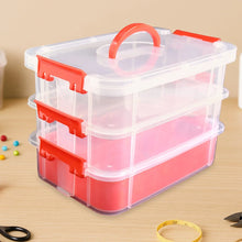 3 - Layer Multi - Purpose Transparent Plastic Storage Carry Box with Handle - Justgrabit Inc.