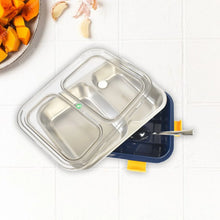 Stainless Steel Lunch Box 2 Section Lunch Box With Spoon - Justgrabit Inc.