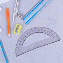2 Pc Geometry Set – Built - in Pencil Grip & Transparent Plastic Protractor - justgrabit.in | Just Grab It