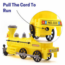 Pull and Go Train with Light Plastic String Pull Back Train (1 Pc / Mix Color) - justgrabit.in | Just Grab It