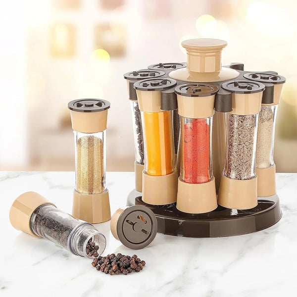 360 Revolving Spice Rack for Kitchen and Dining Table, 8 Spice jars - justgrabit.in | Just Grab It